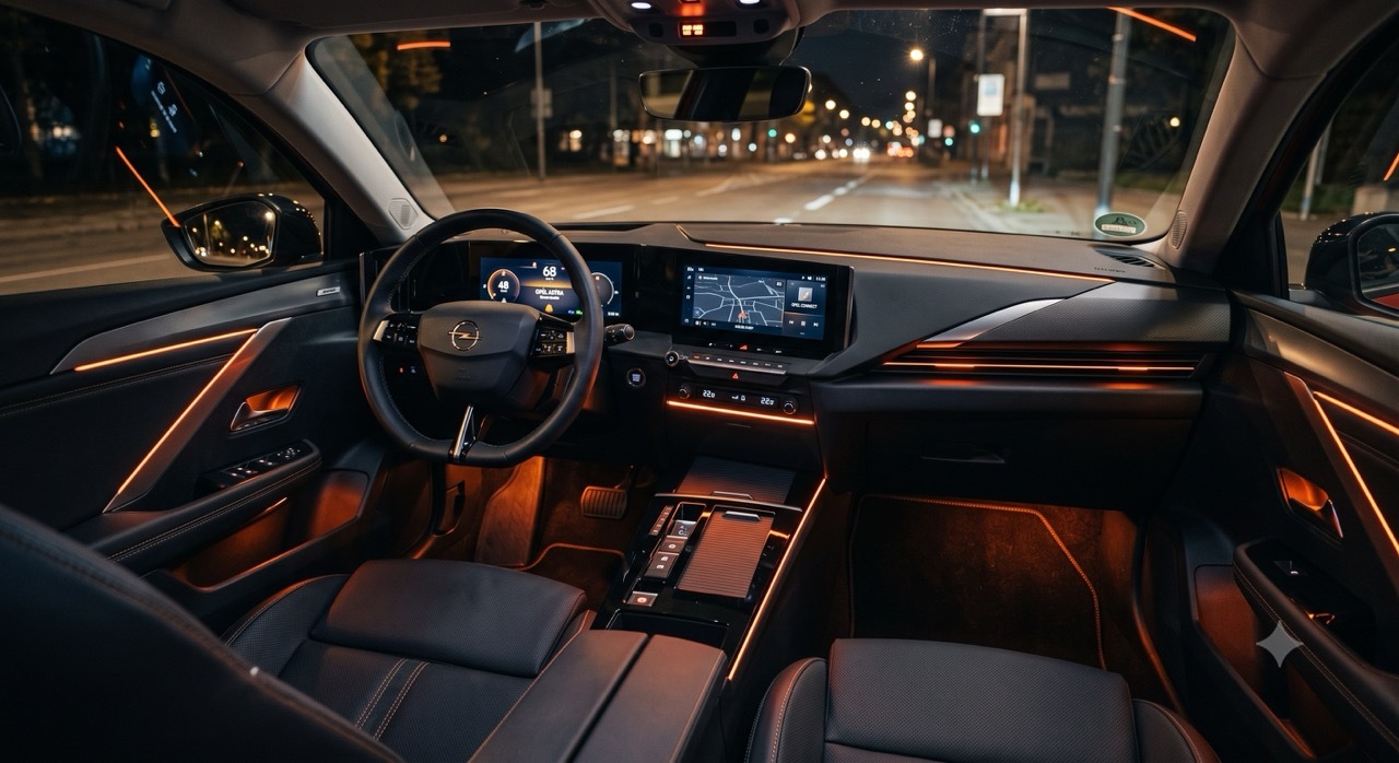 Opel Astra mit Ambientebeleuchtung im Cockpit