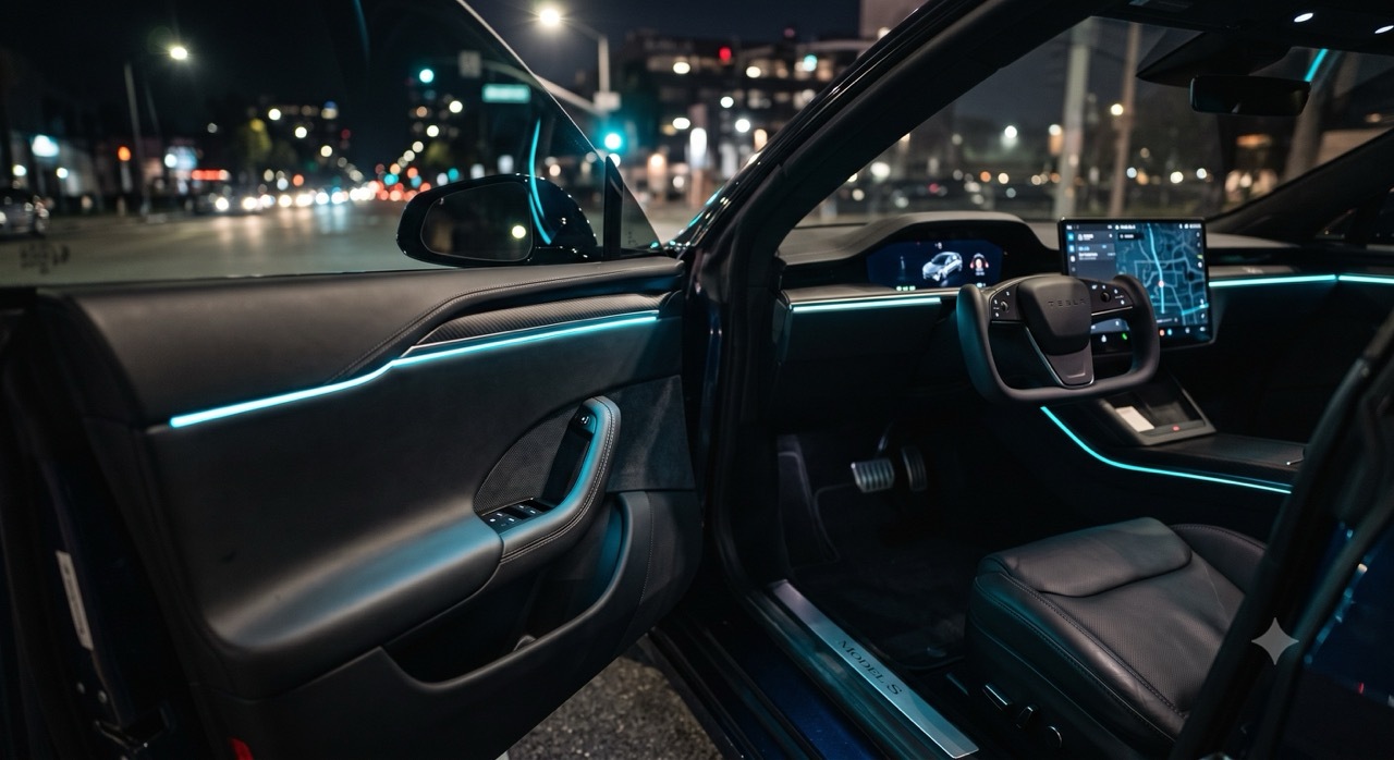 Tesla Model S mit Ambientebeleuchtung