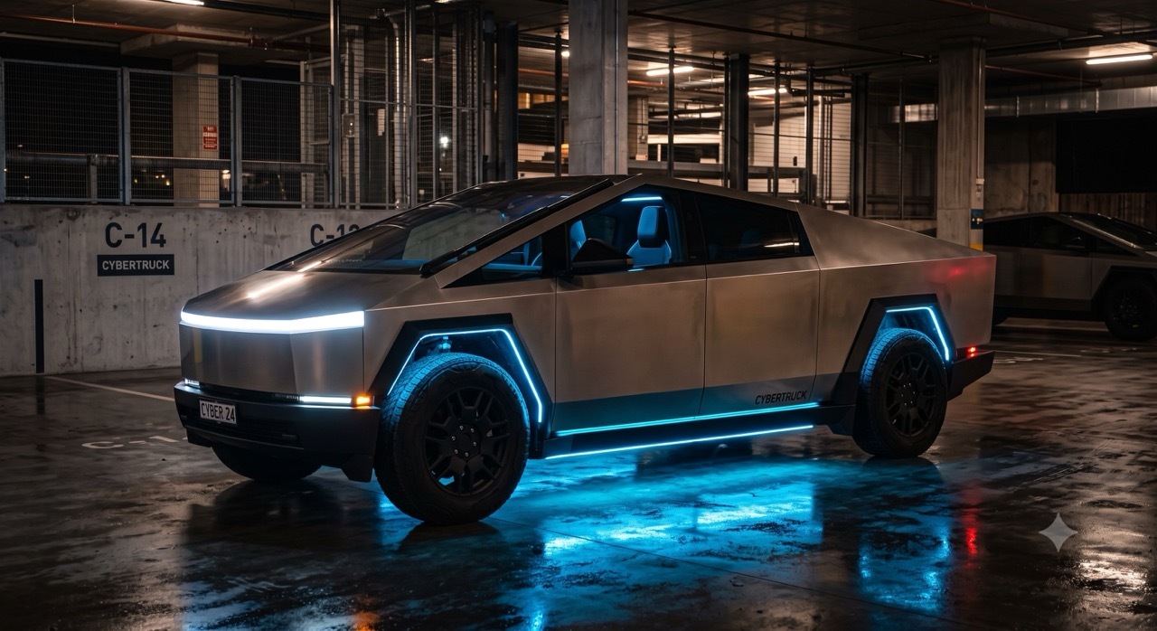 Tesla Cybertruck mit Ambientebeleuchtung