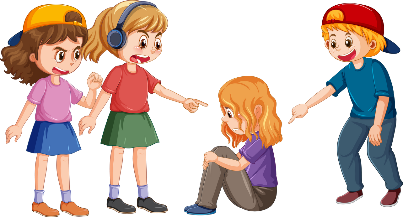 Grafisches Bild von Kindern, die ein Mädchen auslachen