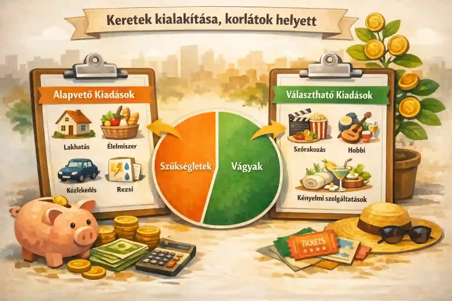 Kiadási kategóriák – alapvető és választható költségek szétválasztása