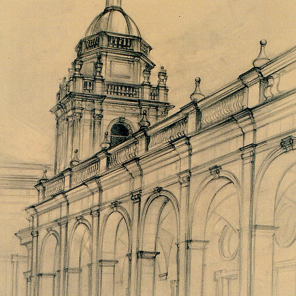 bischöfliches seminar, mazara del vallo - sizilien 1996, 71,5 x 49,5 cm, graphit auf papier