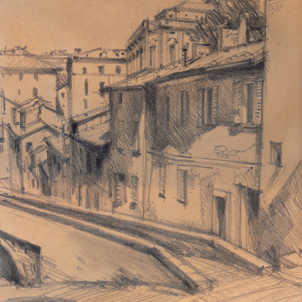 pérouse - ombrie 1988, 32 x 24 cm, crayon graphite sur papier 