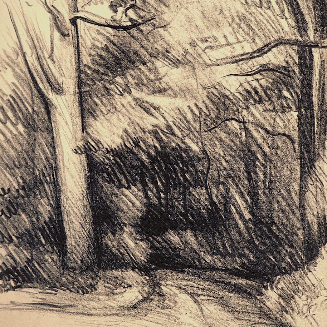 forest path - luxemburg 1986, 12,6" x 9,4", graphite pencil on paper