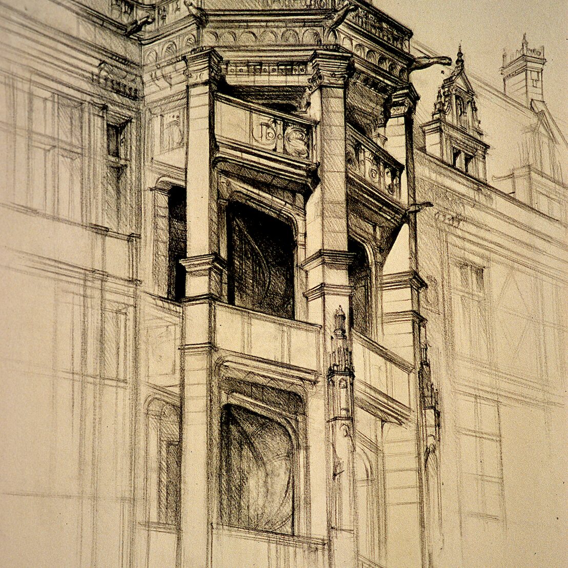 château de blois - loir-et-cher 1997, 70 x 55 cm, crayon graphite sur papier