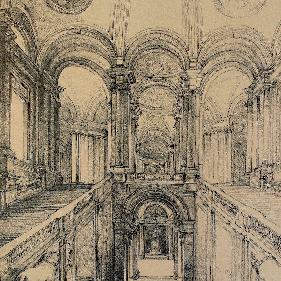 palazzo reale, caserta - campania 2002, 27,4" x 20,7", graphite pencil on paper