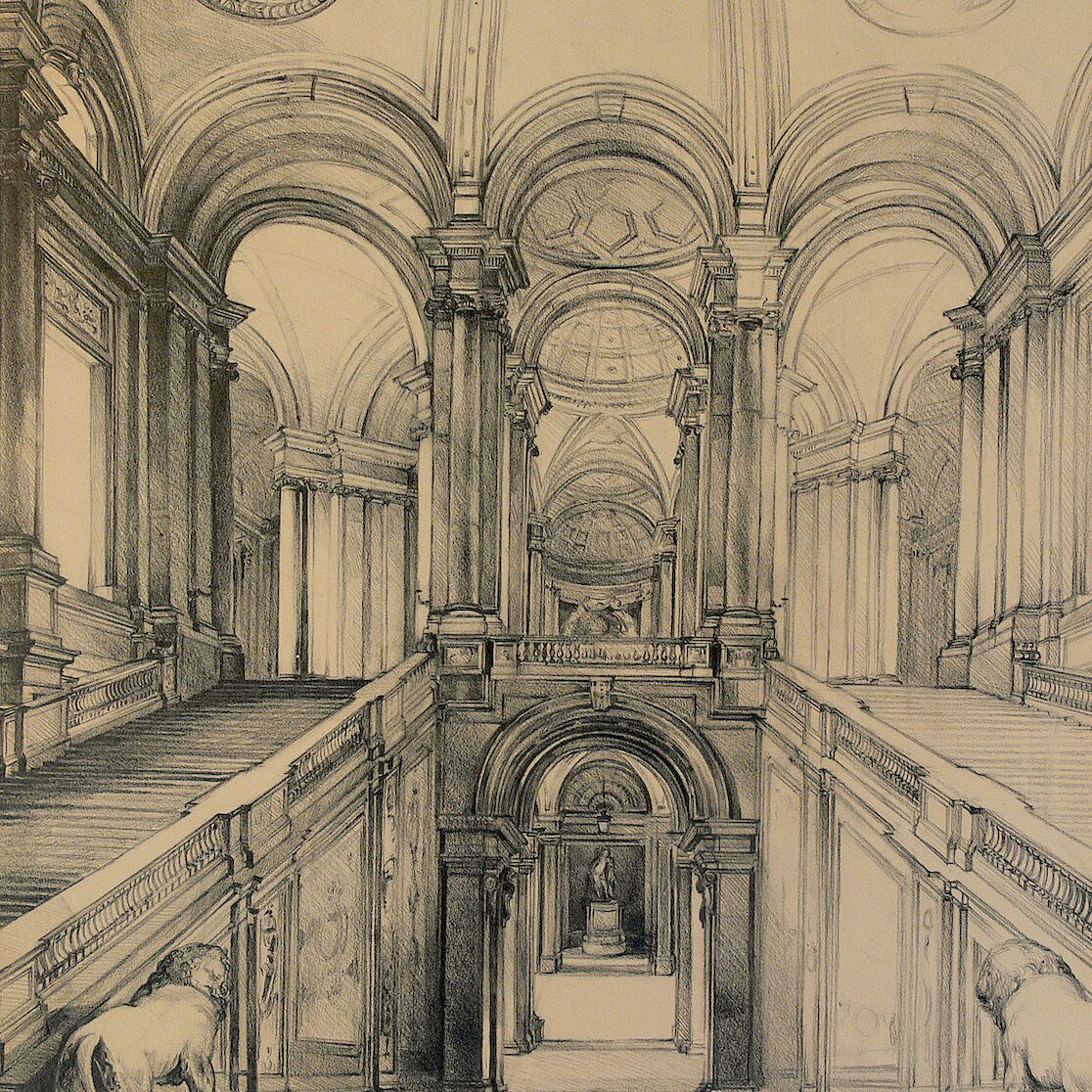 palazzo reale, caserta - kampanien 2002, 69,5 x 52,5 cm, graphit auf papier