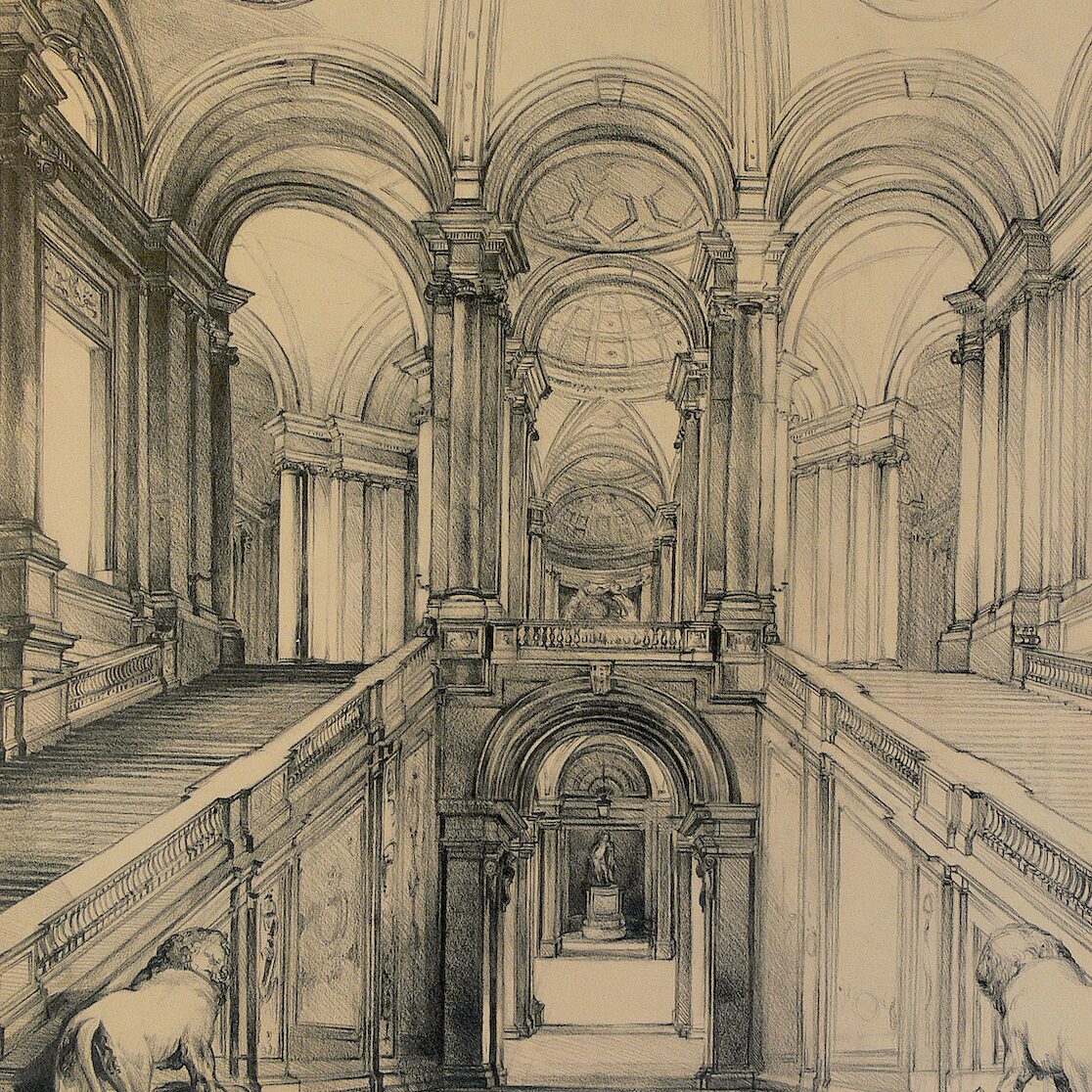 palazzo reale, caserta - campanie 2002, 70 x 52 cm, crayon graphite sur papier