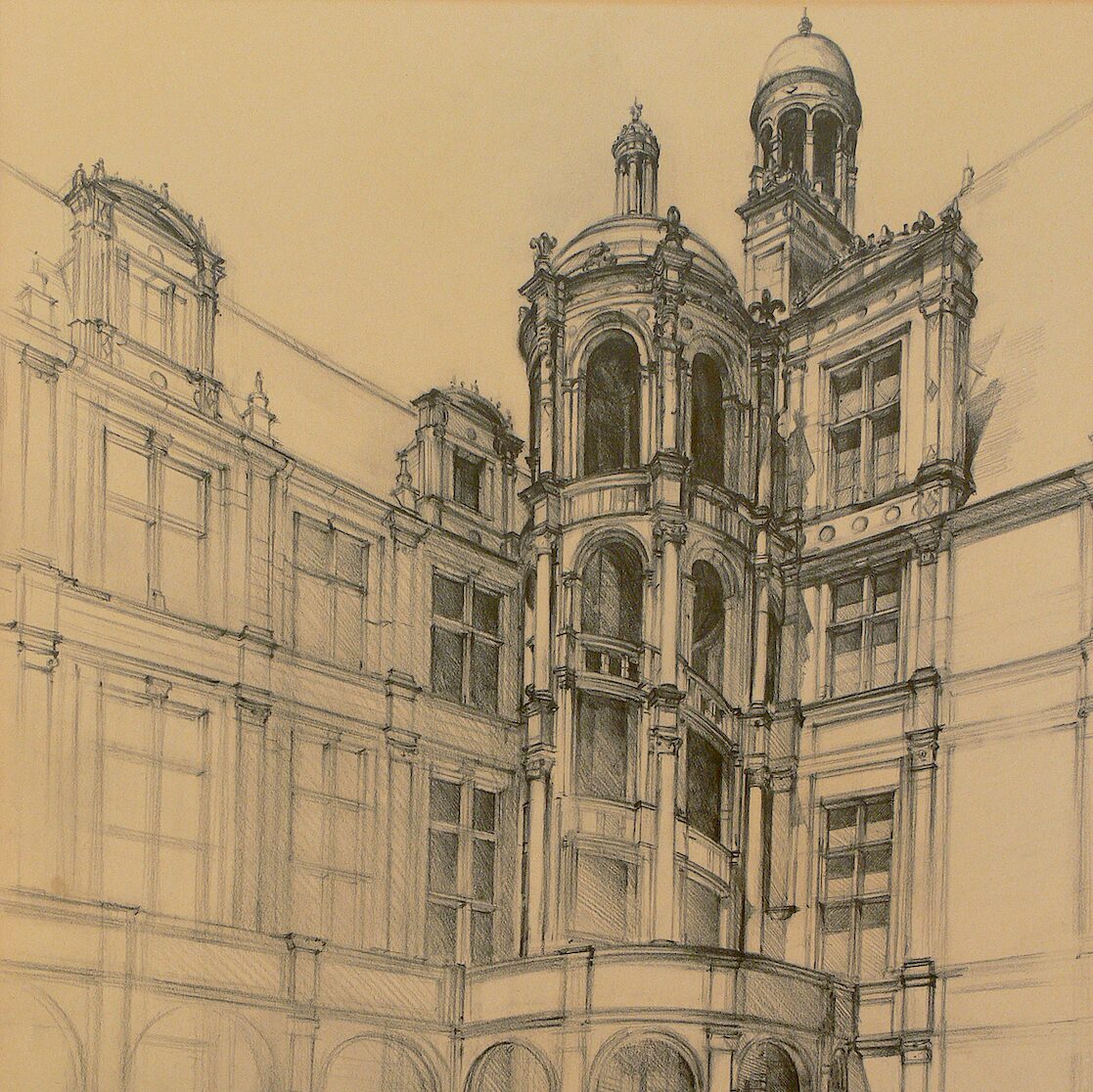 château of chambord - loir-et-cher 2002, 27" x 19,7", graphite pencil on paper