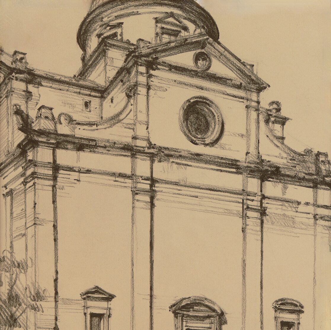 santa maria nuova, cortona - toskana 1988, 31,5 x 24 cm, graphit auf papier