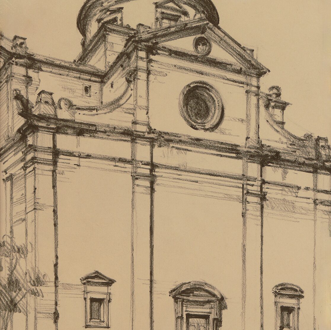 santa maria nuova, cortona - toscane 1988, 31,5 x 24 cm, crayon graphite sur papier 