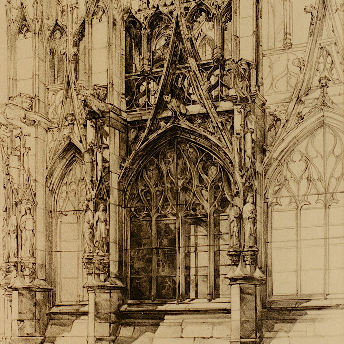 notre-dame, louviers - eure 2002, 27,6" x 20,5", graphite pencil on paper