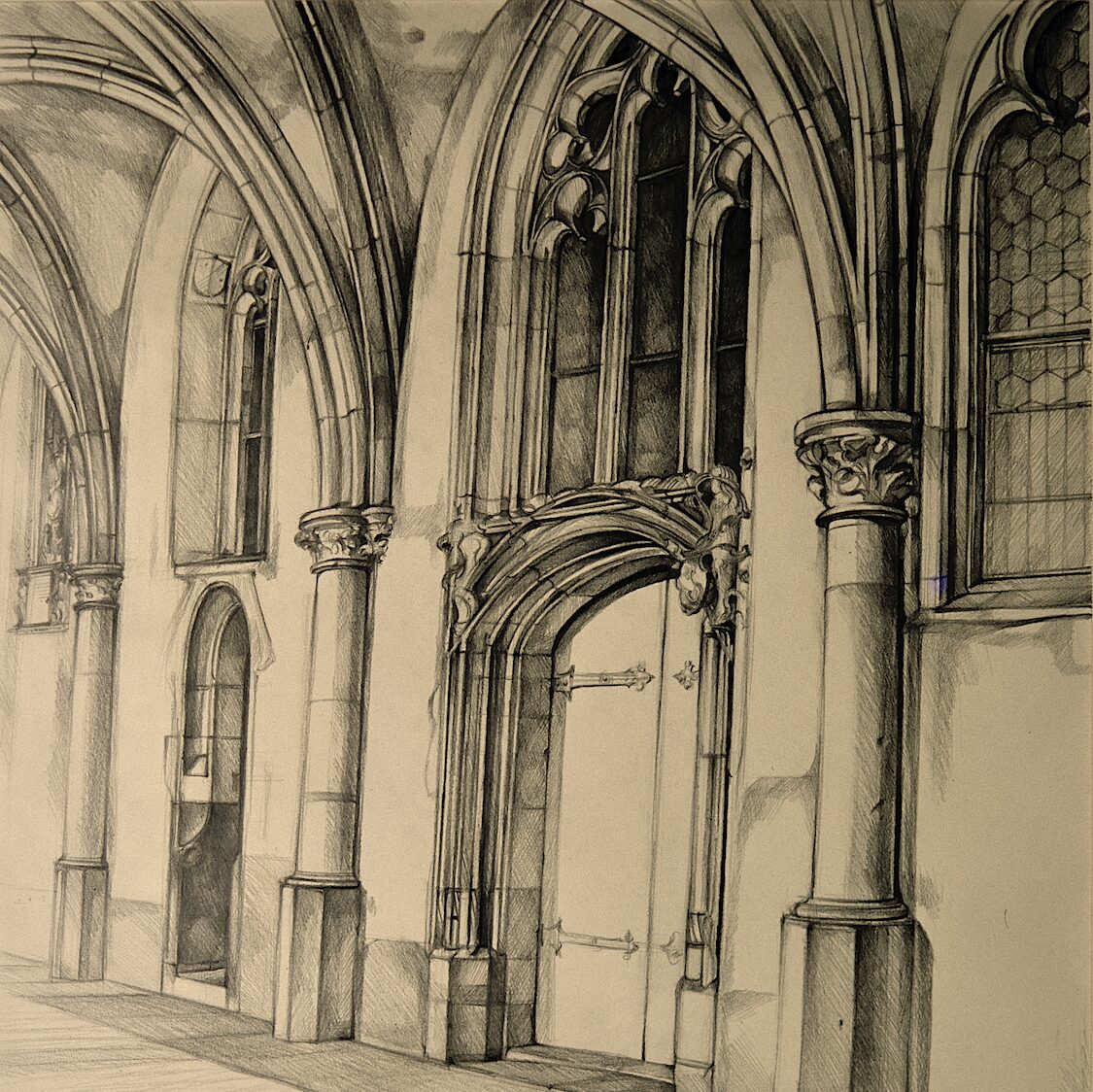 domkreuzgang, trier - rheinland-pfalz 1998, 70 x 52 cm, graphit auf papier