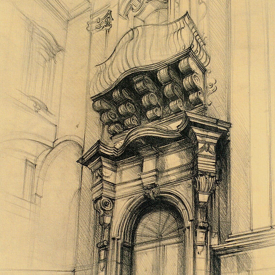palazzo della cancelleria, ragusa - sicily 1996, 28" x 21,9", graphite pencil on paper