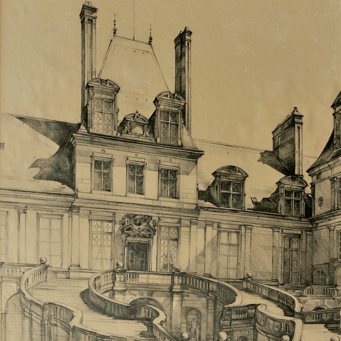 château of fontainebleau - seine-et-marne 2002, 27,6" x 20,5", graphite pencil on paper