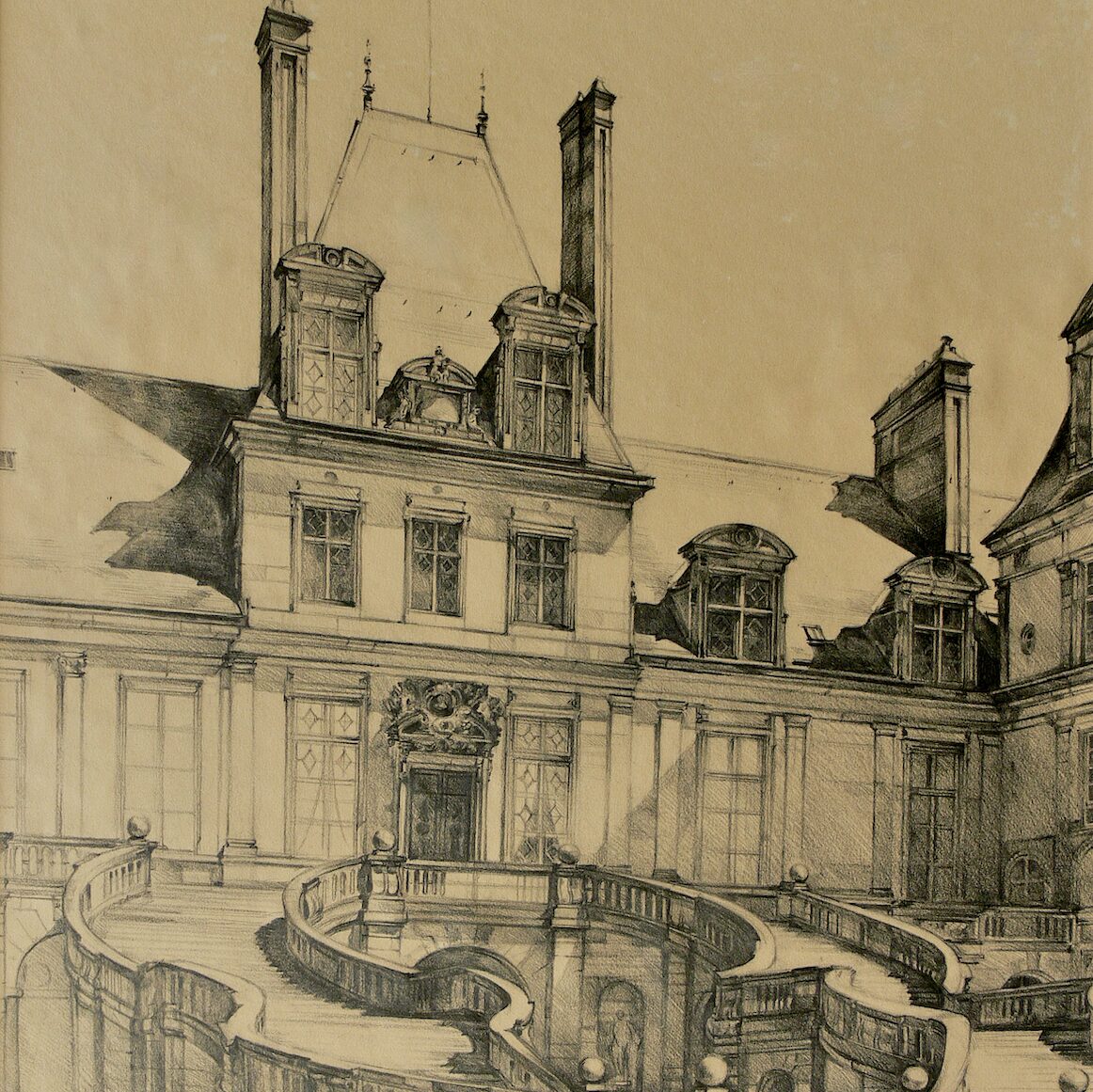 château de fontainebleau - seine-et-marne 2002, 70 x 52 cm, crayon graphite sur papier