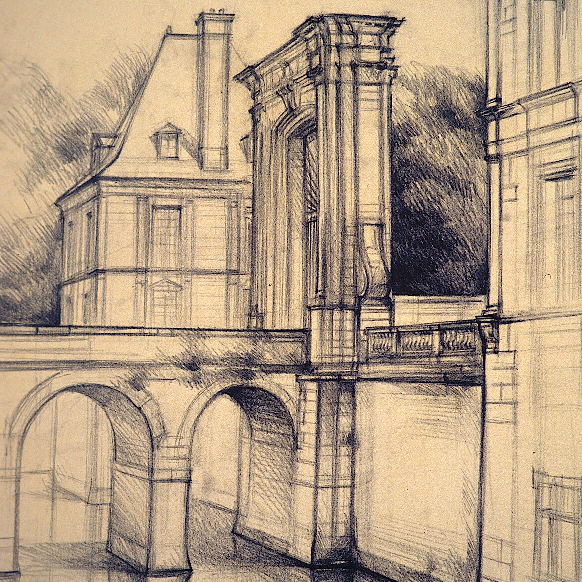château de serrant -maine-et-loire 1996, 71 x 55 cm, crayon graphite sur papier