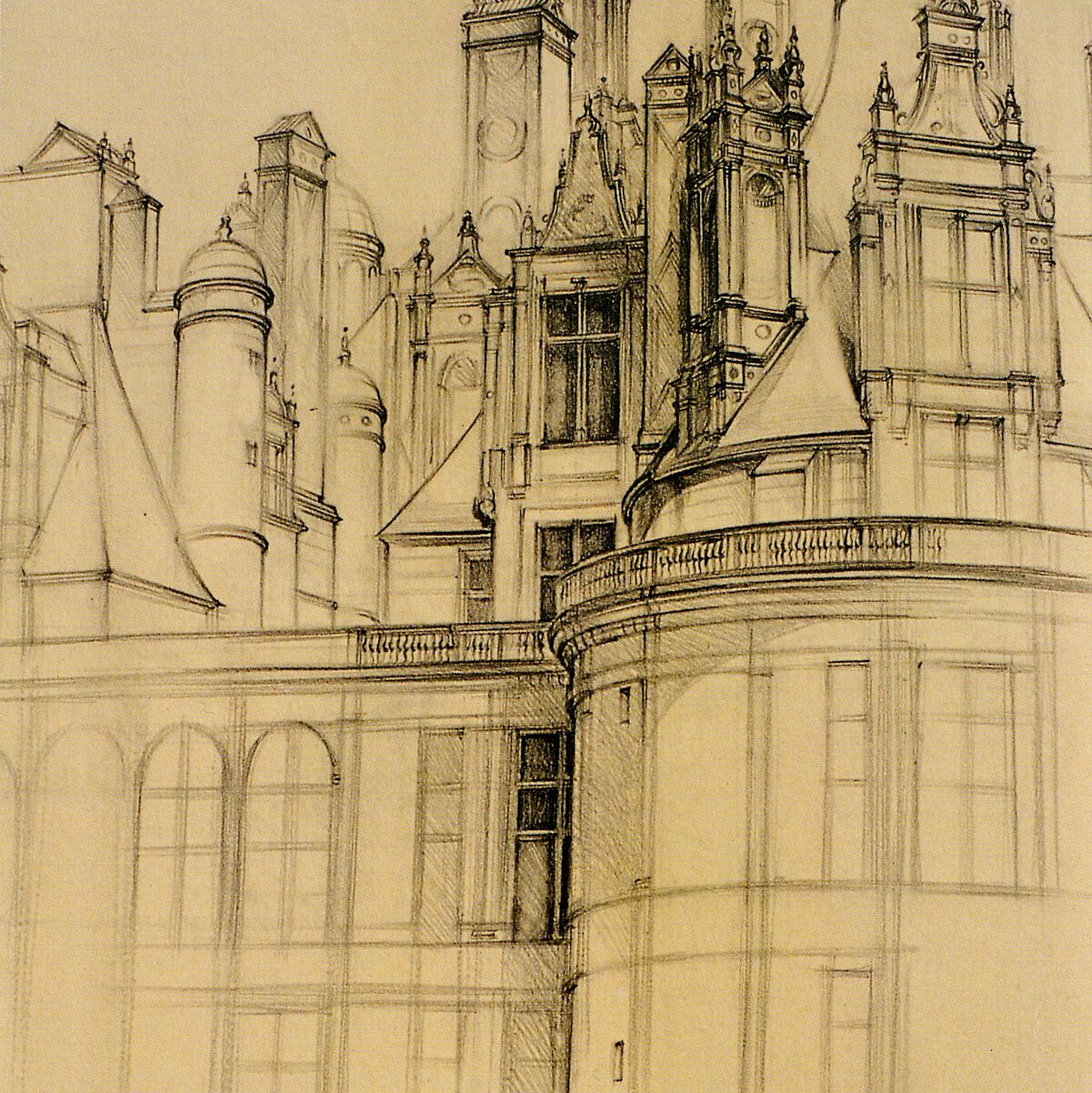 schloss chambord - loir-et-cher 1997, 70 x 55 cm, graphit auf papier