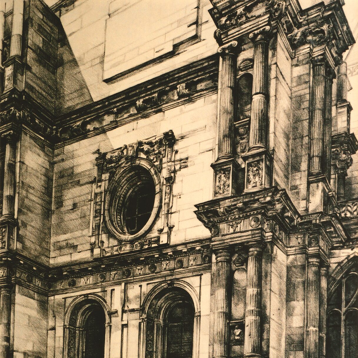 collégiale st.-gervais-st.-protais, gisors - eure 2002, 52 x 43 cm, crayon graphite sur papier