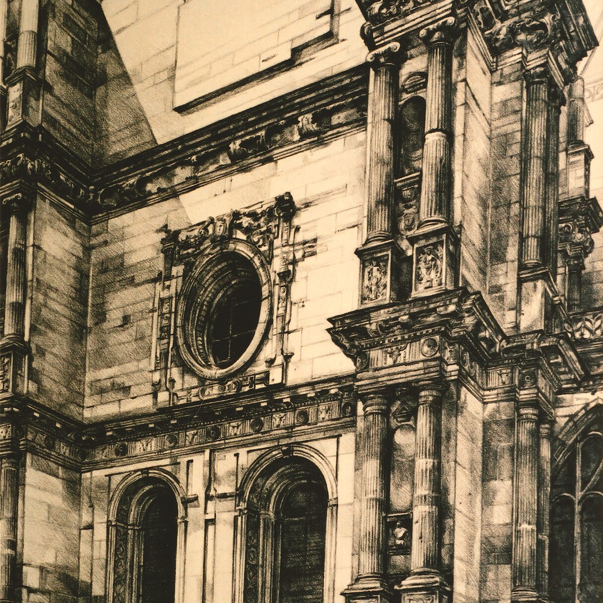 collégiale st-gervais-st.-protais, gisors - eure 2002, 52 x 43 cm, graphit auf papier