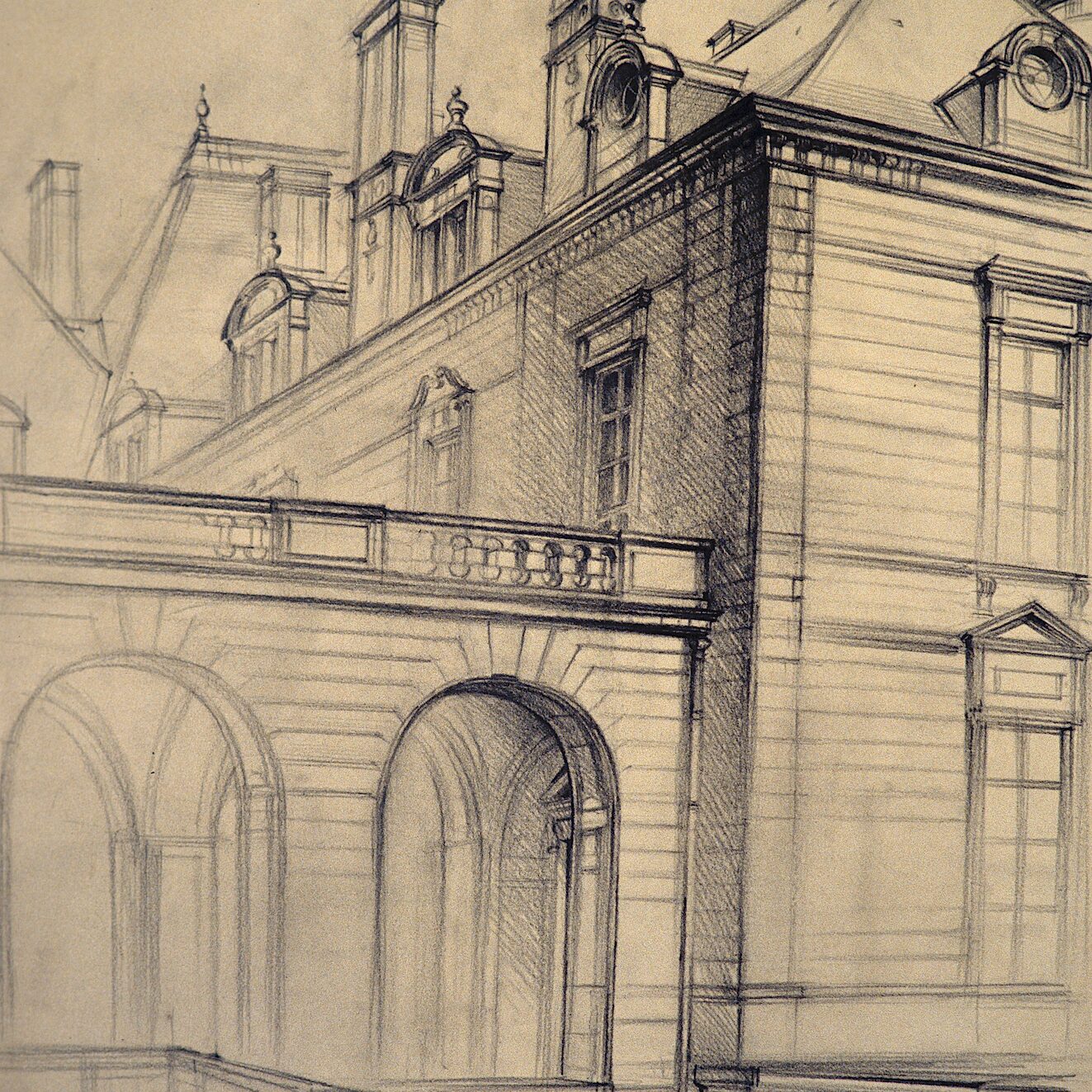 château du lude - sarthe 1996, 65 x 55 cm, crayon graphite sur papier 