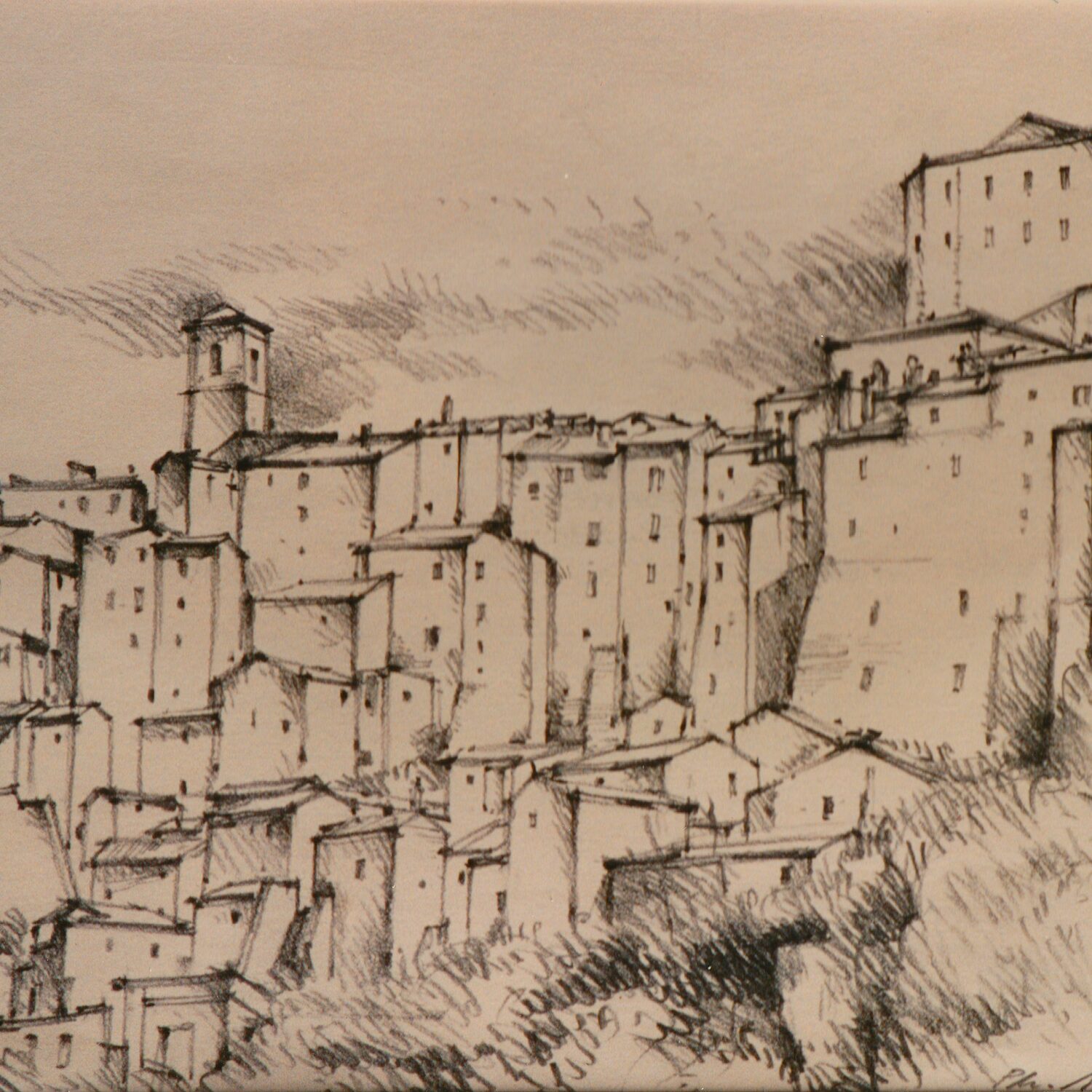 sorano - toscane 1988, 24 x 32 cm, crayon graphite sur papier 