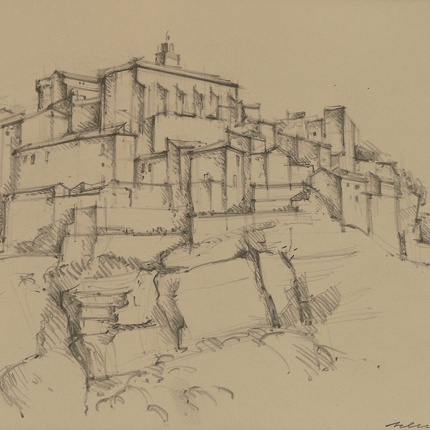 gordes - vaucluse 1988, 20 x 27 cm, crayon graphite sur papier 