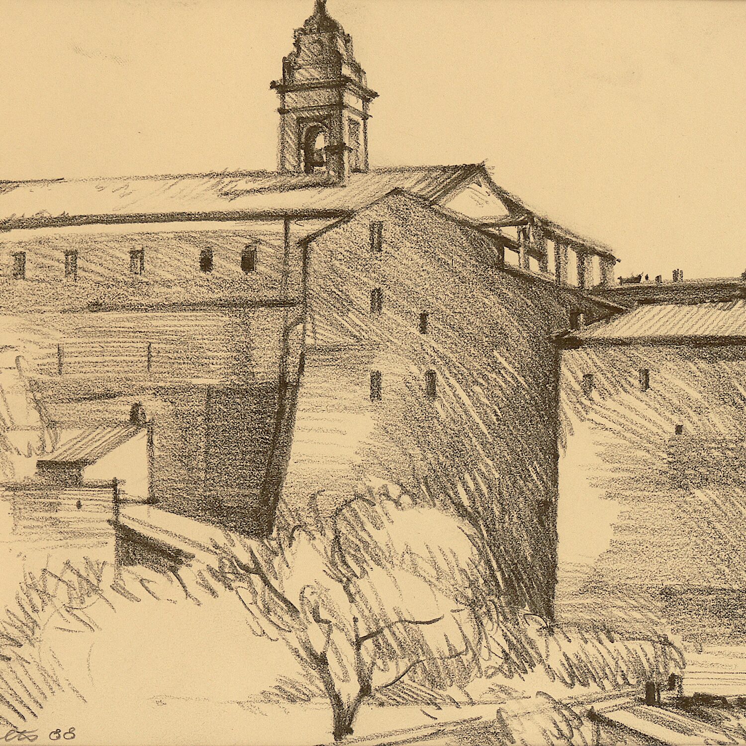 spello - ombrie 1988, 31,5 x 24 cm, crayon graphite sur papier 