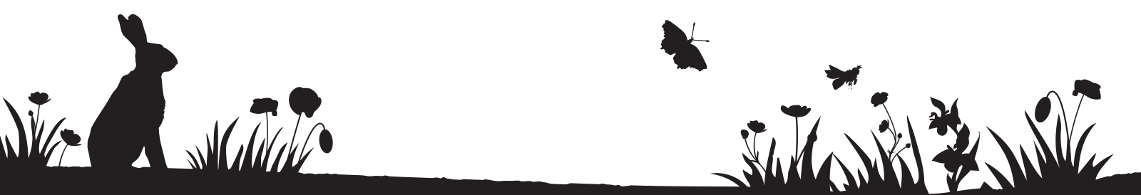 Image of a rabbit and insects in a peaceful surrounding of flowers