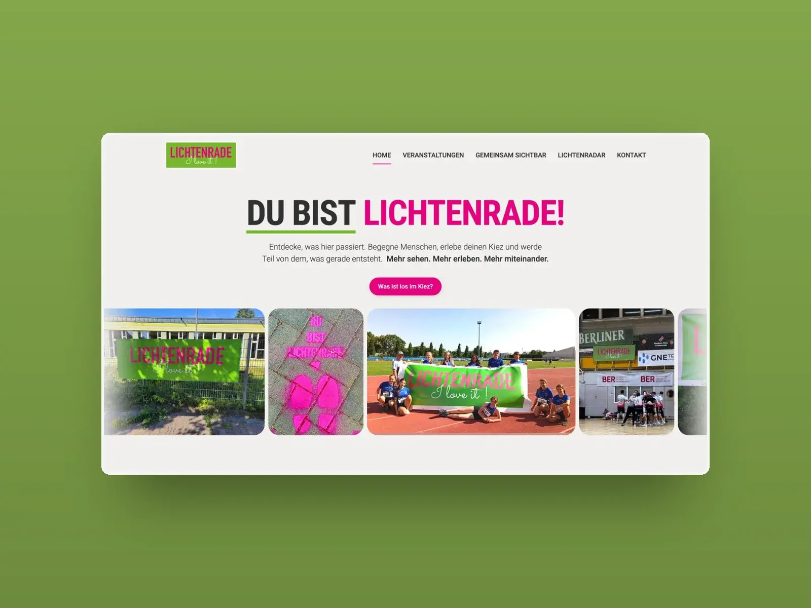 Website der LICHTENRADE I love it auf einem Laptop