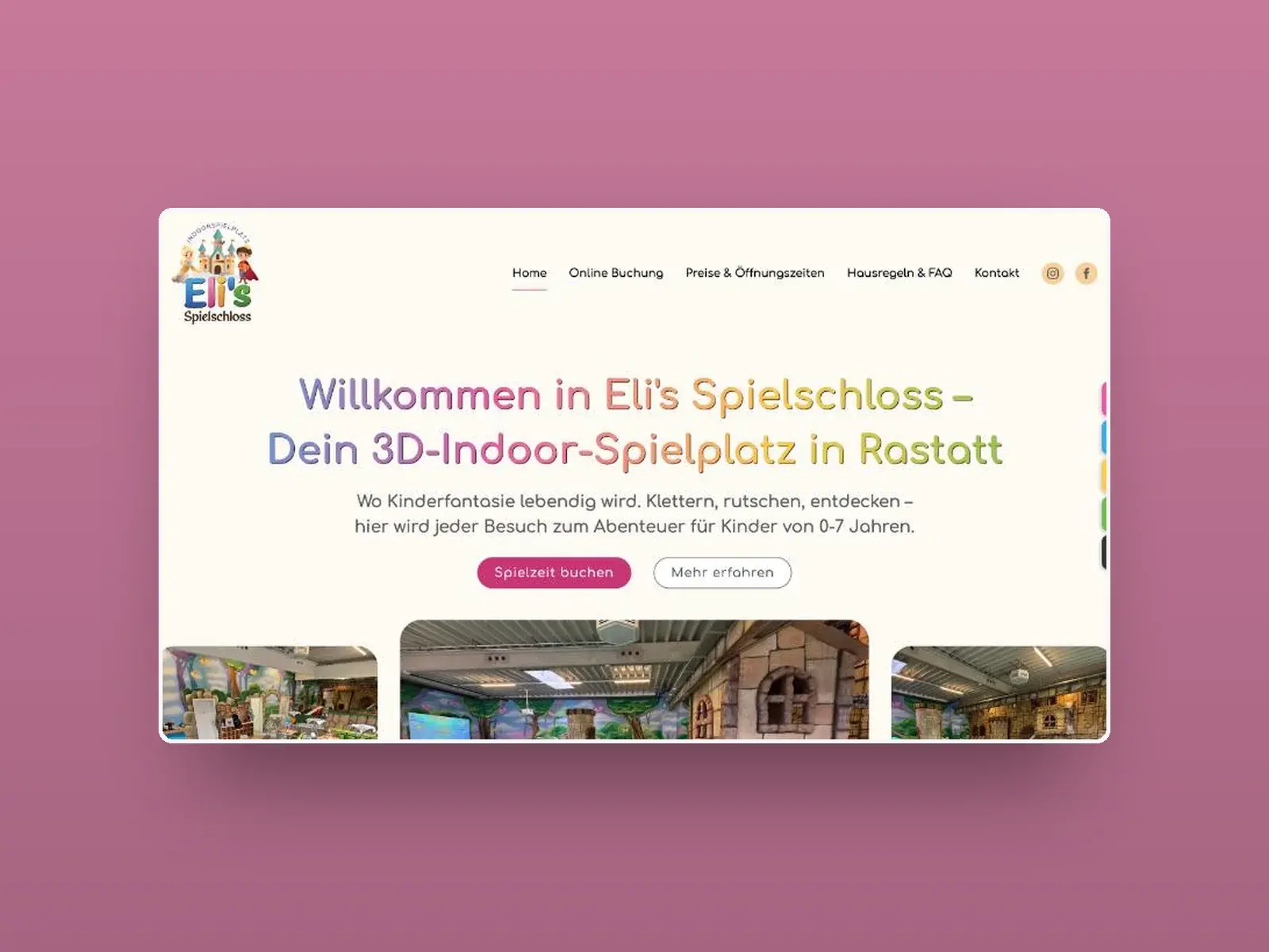 Website von Eli's Spielschloss auf einem Laptop