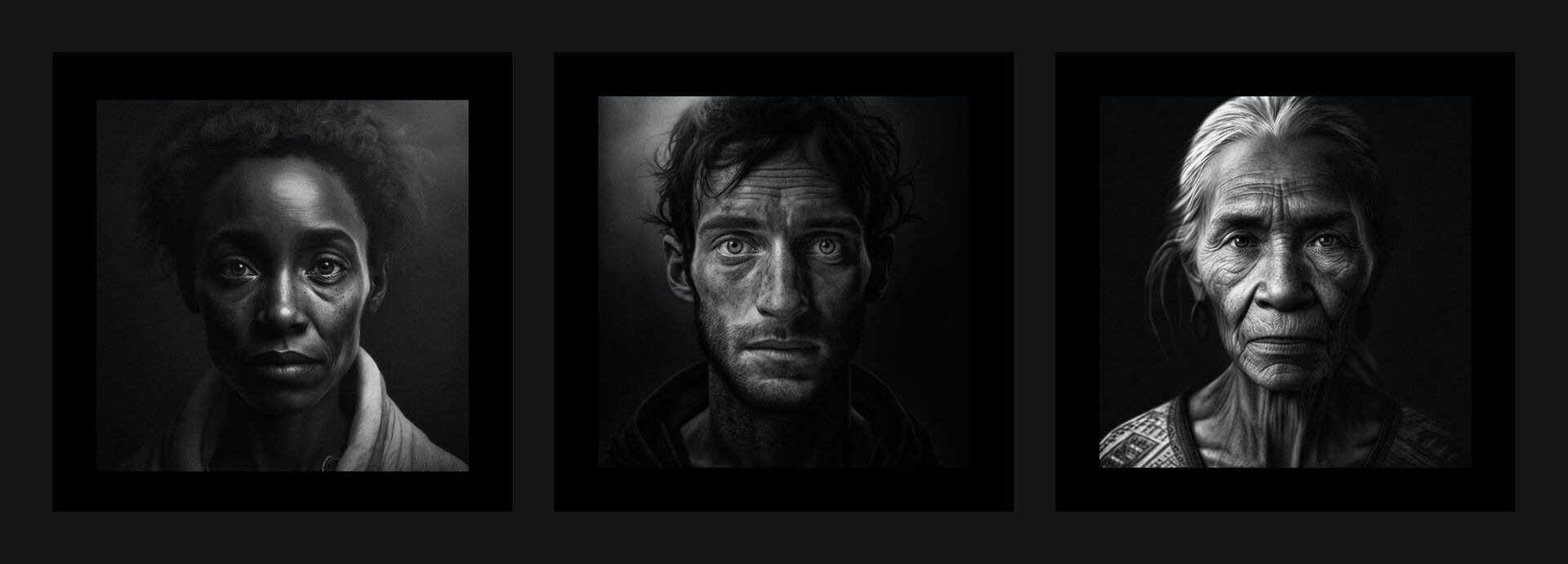 Three portraits from the online publication 500 Portraits