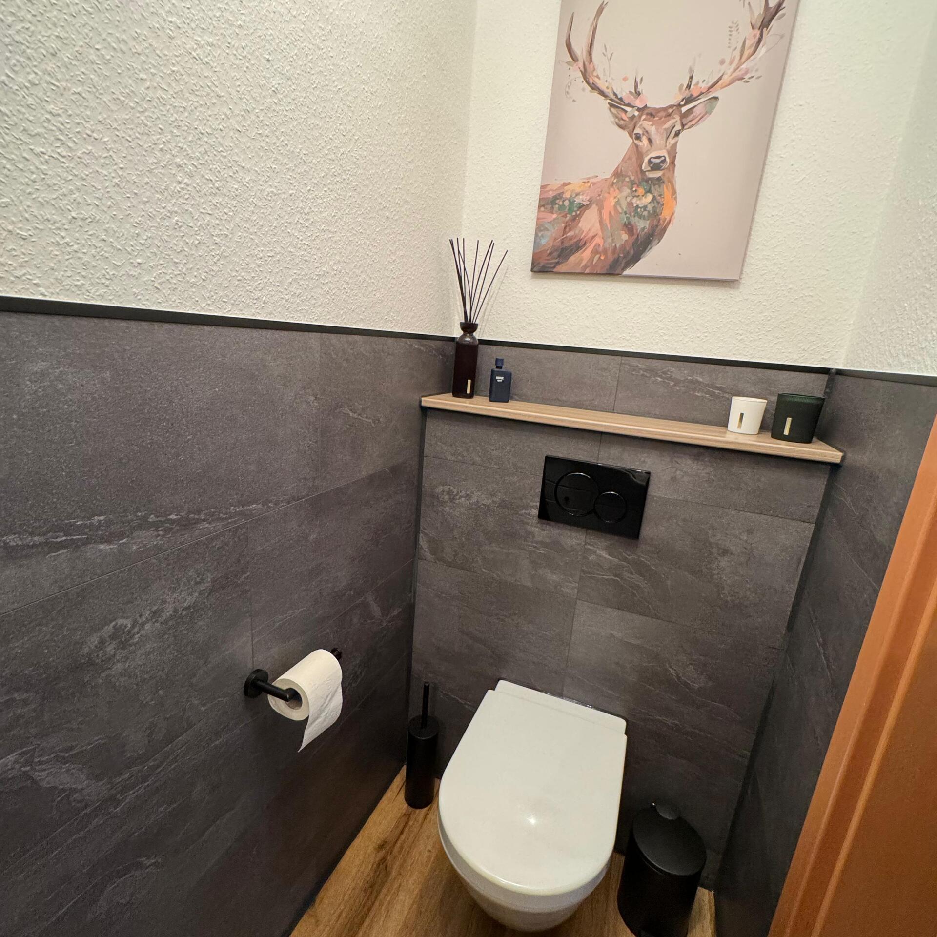 Wandhängende WC-Schüssel mit verdecktem Spülkasten in modernem Badezimmer von Haustechnik Oppermann