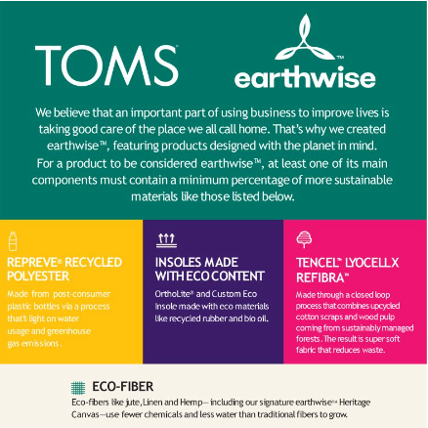 Our brand partner TOMS have released a new collection recently ‘TOMS Earthwise’ which showcased at the Just Around the Corner Event, a great brand doing great things for environmental sustainability!