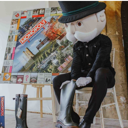 Gardiner Bros & Co Ltd featured on the new Cotswold Monopoly Board which launched in January 2022. It features the range of ‘Cotswold’ hiking boots and wellingtons, will be joining other famous Cotswold landmarks in the area including Broadway Tower, Sudeley Castle and Tewkesbury Abbey.