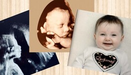 Drei Bilder von einem Baby