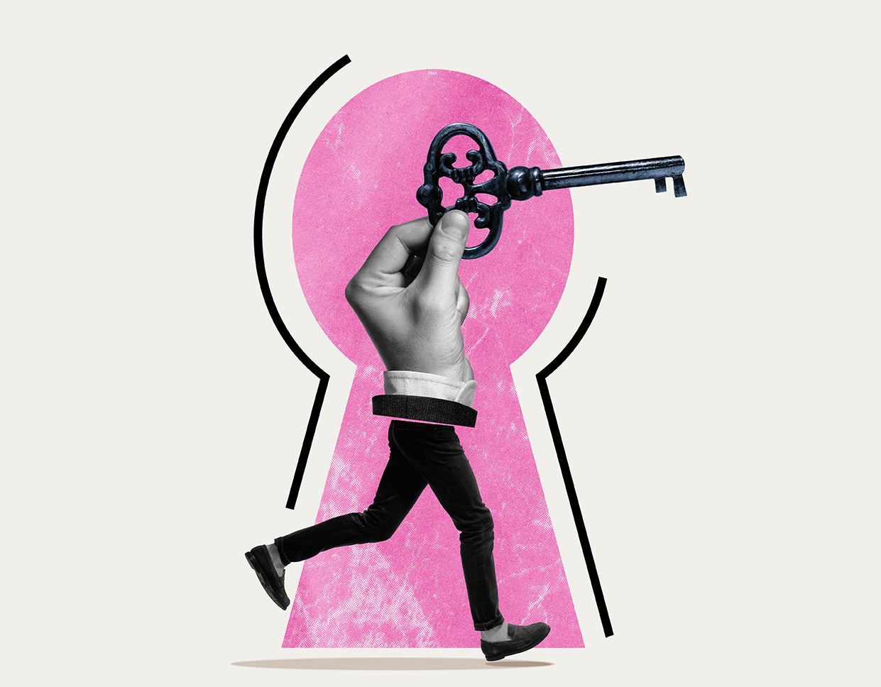 Grafik Abildung 3 Schüsselloch Hand mit Beinen und Schüsseln