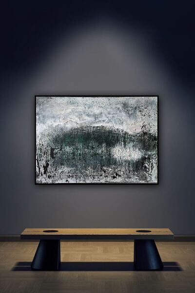 Asche und grünes Licht 2025 aus der Serie 'Asche und Licht - Gelassenheit'' 100 x 70  für 1.900 Euro