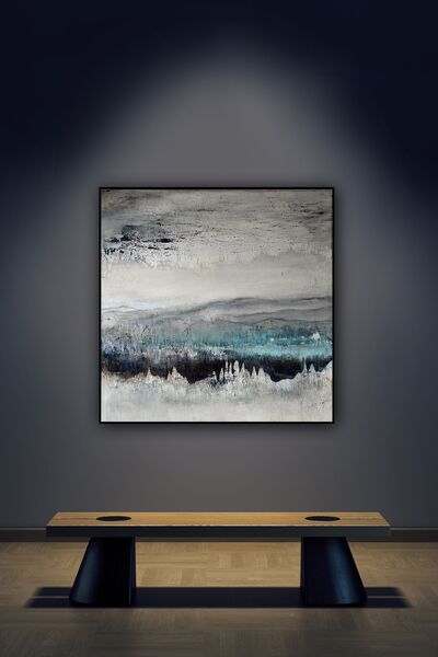 'Die Herde' 2025 aus der Serie 'Asche und Licht - Gelassenheit'' 100 x 100 inkl. Schattenfugen-rahmen für 2.900 Euro