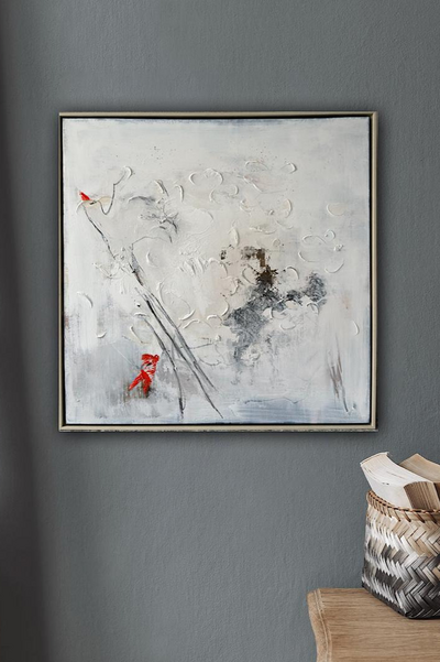 Studie Zugvögel II  2026 aus der Serie 'Zugvögel', 63 x 63 inkl. Rahmen für 390 Euro (weil keine Premium-Leinwand, weil Studie)