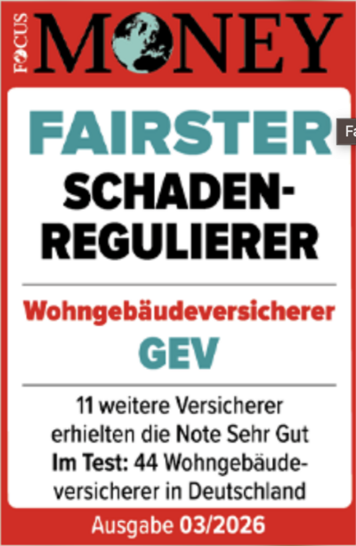 Focus Money: Fairster Schadenregulierer, Wohngebäudeversicherer GEV, Ausgabe 03/2026
