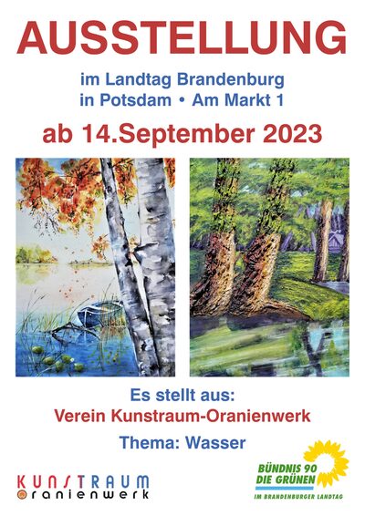 Ausstellung zum Thema Wasser von KünstlerInnen des Kunstraum-Oranienwerk e. V. im Landtag Potsdam