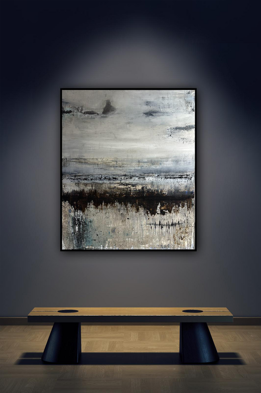 Wind- und Wetter- Stimmen II. Aus der Serie ‚Ich sehe Stimmen‘ 2025. 100 x 120 inkl. Schattenfugenrahmen  für 3,200 Euro