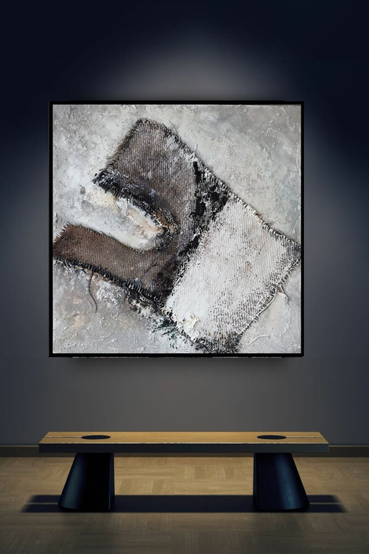 'Der Buchstabe Kaph כ 
2025 aus der Serie 'Sack und Asche'  80 x 80 für 1.500 Euro