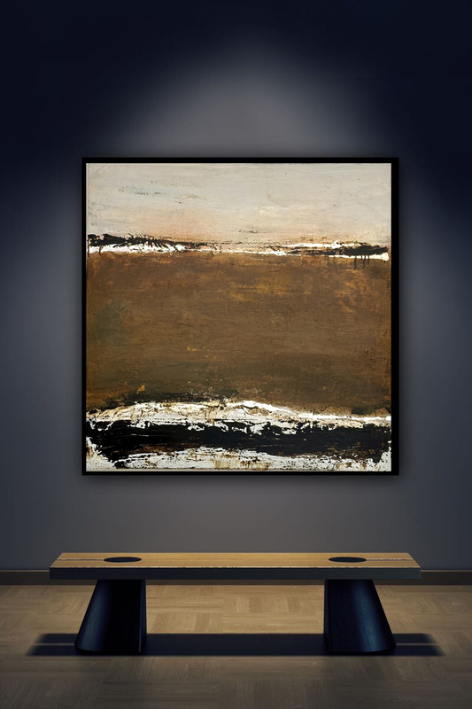 Asche IV 2023 aus der Serie 'Ein Sack voll Asche' 100 x 100 inkl. Rahmen für 2.900 Euro