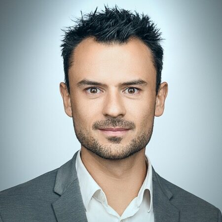 A man in a grey suit