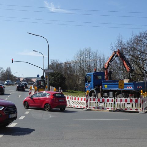 An der Einmündung der Hainstraße in die Hainbrunnenstraße haben die Bauarbeiten bereits begonnen. Foto: Stadt Forchheim