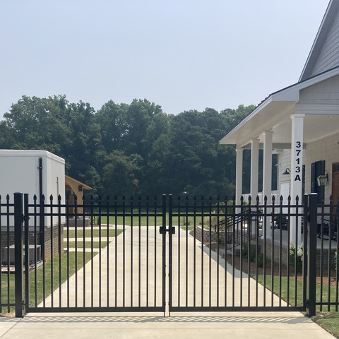 Industrial 6' Tall Black Ornamental Alum with Double Drive Gate