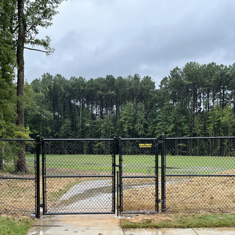 6' Tall Commercial Black Chain Link with Custom Double Gate