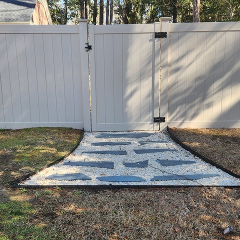 6' Tall Tan Privacy PVC with Walk Gate